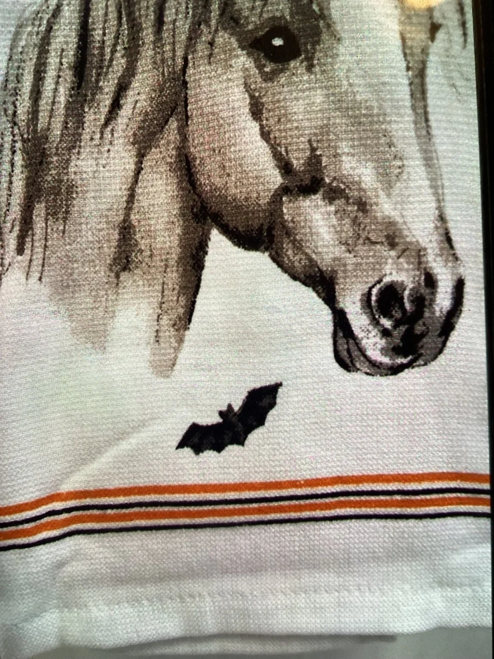 New Deborah Connolly Halloween Kitchen Towels - horse with witch hat-3 pk